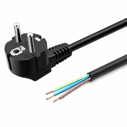 TECHZOCO Cable alimentación eléctrico H05VV-F, Cable alimentación CEE7, Enchufe Schuko a bornes, Sección 1mm², para enchufes, regletas, Fuentes de alimentación, portalámparas, Negro, 3 Metros