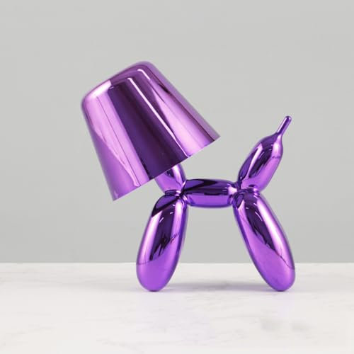 AoLa LED Akku Tischlampe Deko Ballon Hund Tischleuchte mit Touch Steuerung Dimmbar Nachttischlampe USB Kabellose Kreative Cartoon Haustier Hund Kinderlampe Innen Außen Tragbar Nachtlicht,Lila