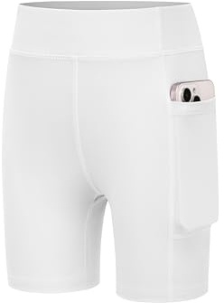Arshiner flickor sportshorts unisex shorts leggings barn cykelshorts hög midja gymshorts med ficka 5-12 år