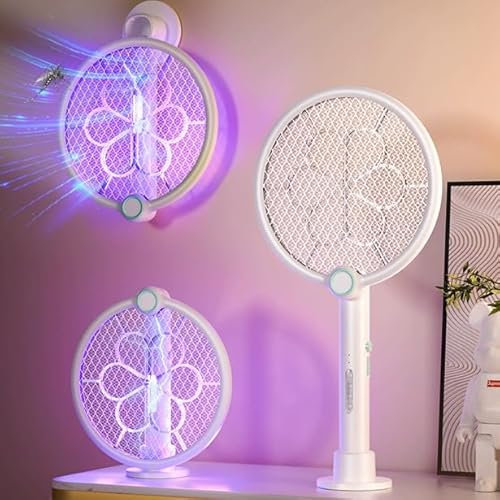 XUNIVERS Raqueta Matamoscas Eléctrica 4000V Mata Mosquitos Electrico USB Recargable 1500mAh,Matamoscas Portátil y Lámpara UV con Malla Segura de 3 Capas Adecuado para Uso en Atrapasuemoscas