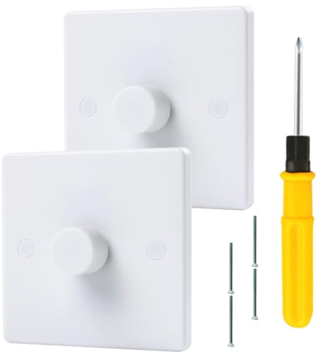 Acmerota Single Wall Dimmer Light Switch on/off Rotary Universal Dimmer-Switch for Dimmable LED Incandescent Halogen Bulbs (White, 1 Gang 2-Way, 2 Pack)
