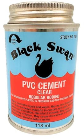Black Swan PVC Cement – Clear Solvent Cement for PVC Pipe up to 4 (110mm) – Fast-Acting, Regular Bodied, Quick-Drying Adhesive for Strong, Leak-Proof Joints – LavaTap Plumbing (118ml)