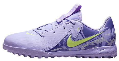 Nike United Jr. Phantom GX 2 Academy TF Fußballschuhe für große Kinder (HF1505-500, lila Achat/kaum Volt), Lila Achat/Barely Volt, 6 Big Kid