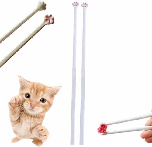 Palillos de pata de gato, palillos Meowgicchoppales, reutilizables, antideslizantes, lindos y divertidos y únicos, con estampado de patas rosas, ligeros, antideslizantes, regalos divertidos para