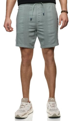Indicode Herren INPop Shorts aus Leinen & Baumwolle | Herrenshorts Freizeitshorts Slate Gray, S