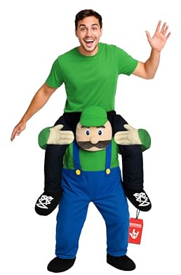 Morph Costume Disfraz de Super Fontanero Hombre Verde, Disfraces a Hombros, Cosplay a Caballito, Disfraz Carnaval Hombre Halloween