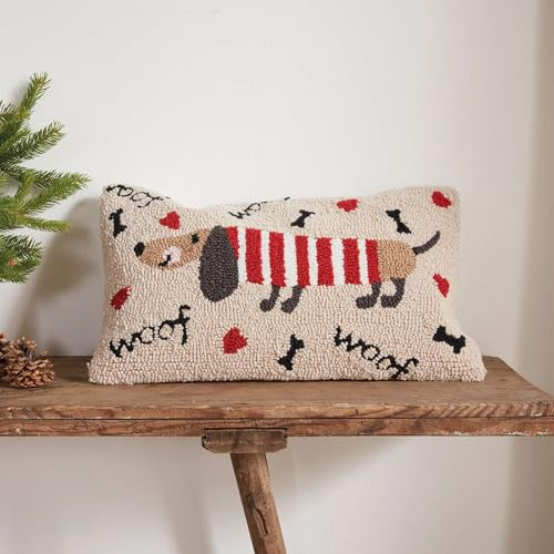 FRANK FLECHTWAREN Kissenhülle Dackelliebe, Rückseite Uni cremeweiß, eingearbeiteter Reißverschluss, 100% Polyester Maße: 50 x 30 cm, ohne Füllung, passendes Innenkissen Art. Nr. B0BBWG78R8