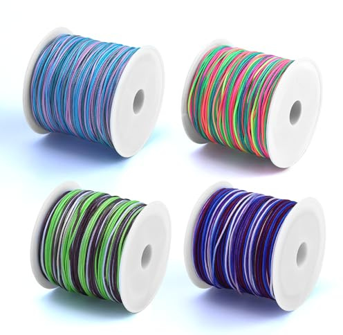4 unidades de cuerda de nailon de 180 m para pulseras, 0,8 mm, cuerda de nailon arcoíris, hilo de nailon para hacer joyas, cordón decorativo, collar, manualidades