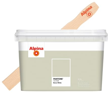 Alpina PANTONE Bone White – Wandfarbe – inkl. gratis Rührholz – 2,5 Liter