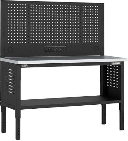 Sealey Superline PRO® Modular Workbench with Pegboard Back Panel Stainless Steel Worktop Adjustable Height 1525mm - APMWB60COMBOSS