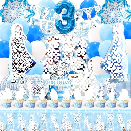 Décoration d'anniversaire La Reine des Neiges 4 ans, ballon Els, ballon Els, décoration de gâteau 4, assiettes en carton et gobelets, décoration de table d'anniversaire