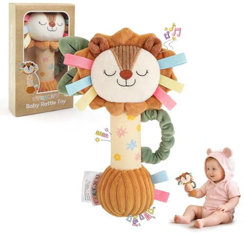 TYRY.HU Baby Rassel Spielzeug,Plüsch Löwe Rassel Greifling,Knisterblatt & Quietsche,Sensory Spielzeug für Neugeborene Babys Jungen Mädchen 0-12 Monate
