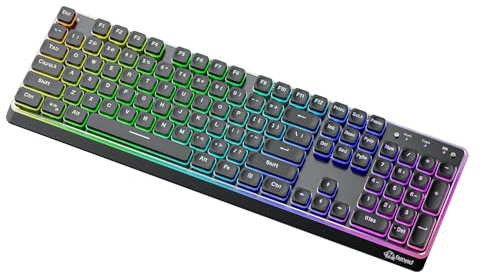 ZIYOU LANG x FREEWOLF M104 Wireless Keyboard, Triple Mode 75% Gaming Office Keyboard with RGB Backlit, 4000mAh Rechargeable, Compatible with Windows/Mac