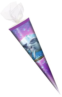 Livepac-Office Schultüte/Zuckertüte / 35cm / rund/Tüllverschluss/Delfin