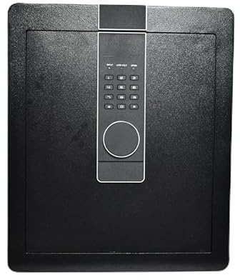 NIKCORP - Tresor für Zuhause 45x38x32, Möbeltresor aus Stahl mit Gepolstertem Innenraum aus PU-Leder, Geldverstecke, Schwarz, Zahlenschloss und Schlüssel
