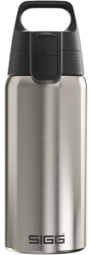 SIGG - Insulated Water Bottle - Shield Therm One Brushed Thermos Flask - Carbonated Drinks - Leak-Proof - Dishwasher Safe - BPA Free - 90% Recycled Stainless Steel - Silver - 0.5L