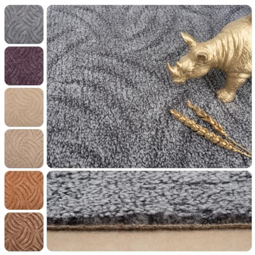 Teppichboden Meterware Auslegware Schlinge Hoch Tief | 2m und 3m (teilweise) 4m 5m breit, hell-grau, 450x200cm