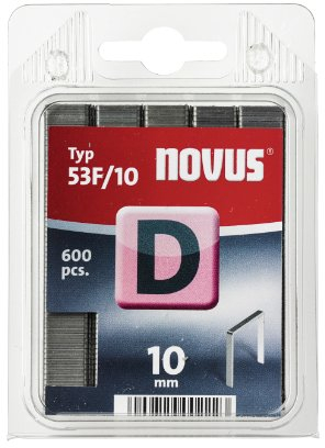 Novus Flachdrahtklammern 10 mm, 600 Heftklammern vom Typ 53 F/10, Befestigung von Folien, Etiketten, Papier und Pappe
