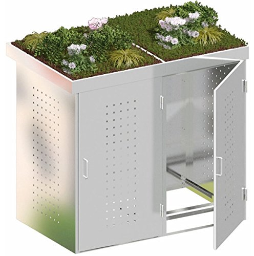 BINTO Mülltonnenbox Edelstahl System 2P - für zwei Mülltonnen inkl. Pflanzschalen - 5117