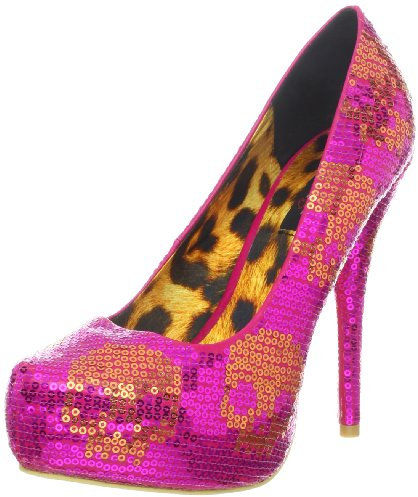 Iron Fist Damen Digi Skull Pailletten Plateau Pumps, Rose, 43 EU