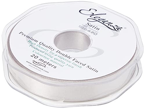 ELEGANZA Double Faced Satin 15mm x 20m Silver No.24, 15 mm x 20 m