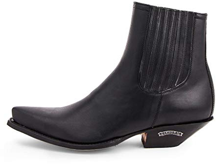 Stivali lette 1692 Sendra Cowboy in nero con contrasto Dunn in pelle e grasso per stivali, Nero (nero), 42 eu