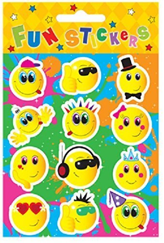 24 Sheets of 12 SMILEY FACE STICKERS by The Toy Jar