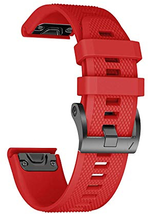 NotoCity Armband für Garmin Fenix 5X /Fenix 5X Plus/Fenix 6X /Fenix 6X Pro/Fenix 3 /Fenix 3 HR, 26mm Breite Silikon Quick-Fit Uhrenarmband für Garmin, Mehrfache Farben (Rot)