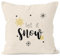 Autiga Kissenbezug Weihnachten Winter Let it Snow Spruch Schnee Eiskirstalle Schneeflocken Kissen-Hülle Baumwolle Natur 40cm x 40cm