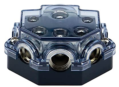Sydien Blue Car Vehicle Audio 5 Way Power Ground Distributor Block Fuse Holder