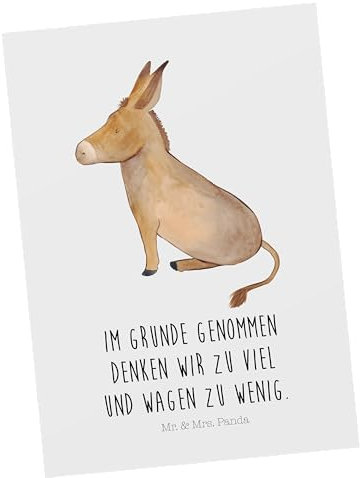 Mr. & Mrs. Panda Postkarte Esel - Geschenk, Gute Laune, Tiere, Einladung Geburtstag, Grußkarte, Einladung, Mut, Dankeskarte, Tiermotive, tapferkeit,