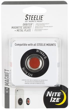 Nite Ize Steelie Orbiter Magnetic Socket and Metal Plate - Car Mobile Phone Holder - Phone Metal Plate - Magnetic Phone Holder - Black