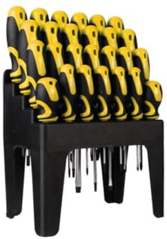 Toolland Ensemble de tournevis, 26 pièces, avec support, embout magnétique, poignée antidérapante ergonomique en soft grip, conception ergonomique, poignée antidérapante, acier au chrome-vanadium