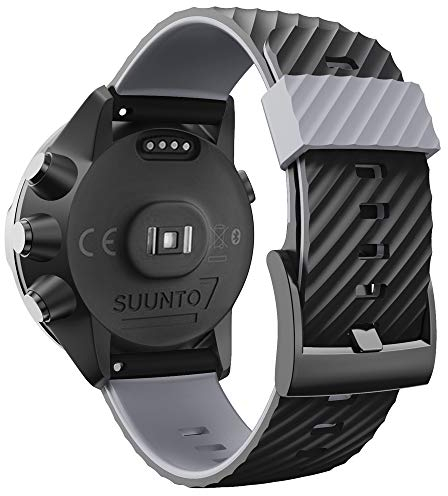 WIIKAI Armband Ersatzarmbänder kompatibel für suunto 7/9/9 baro/spartan sport/D5 Silikon Ersatz Uhrenarmbänder.(Schwarz + Grau)