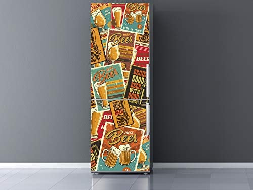 Oedim Vinilo Frigorífico Sellos Cervezas 185x60cm | Adhesivo Resistente | Pegatinas de Nevera Económicas y Elegantes | Vinilo Nevera