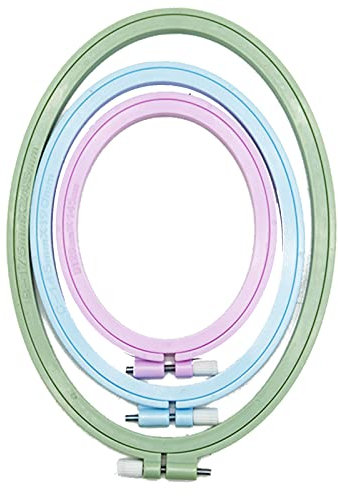 LAMXD 3 Stück Stickrahmen Oval Stickrahmen Kreuzstich Hoop Nähwerkzeug für Kunsthandwerk handliches Nähen (Mehrfarbig), mit goldenen Ösen, Sticknadeln…