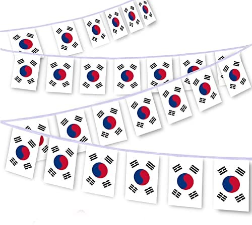MacLand 30 cuerdas de bandera de Corea, banderines coreanos de 32 pies, pancarta decorativa para decoración de patio interior y exterior