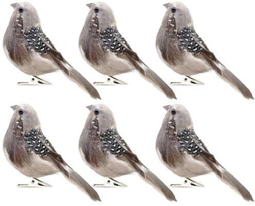 LWINGFLYER Künstliche Feder Vögel Spatz Ornamente Garten Weihnachtsbaum Haus Outdoor Winter Dekoration Saisonale Dekoration