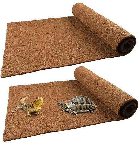 Reptile Carpet Coconut Fiber, 2 Rolls 80*40cm/31.5 x 15.8 Natural Reptile Carpet Terrarium Liner Bedding Reptile Substrate Mat Supplies for Bearded Dragon Leopard Gecko Iguana Lizard Snake Turtle