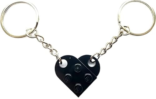 Capricorn Goods - Lego Herz Schlüsselanhänger Schlüsselanhänger für Männer Valentinstag Schlüsselanhänger Lego Schlüsselanhänger Herz Schlüsselanhänger Valentinstag, Schwarz , One size