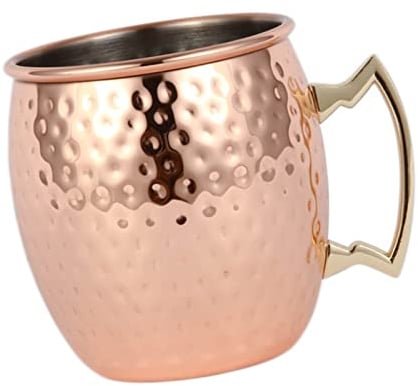 Moscow Mule Mug Hammered Copper Moscow Mule Mug Stainless Steel 550ml 19Oz Lining Pure Copper Plating Hammered Cup Cocktail Drink Cup with Handle for Cocktail Beer Cold Drinks Home Bar Party
