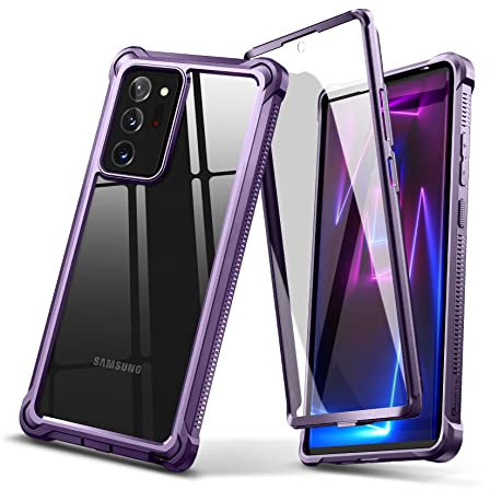 Dexnor Case for Samsung Galaxy Note 20 Ultra 5G 6.9 Inch with Built-in Screen Protector 360 Degree Dust Proof Front and Back Clear Full Body Outdoor TPU+PC Shockproof Protective Cover - Phantom Purple