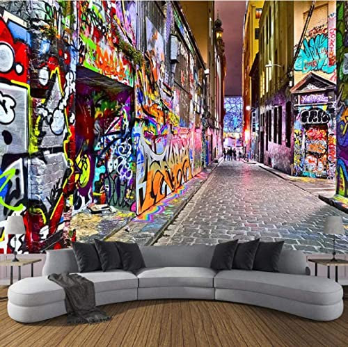 Fototapete 3D Tapete Straßen Graffiti Fototapete 3D Effekt Wandtapete Vliestapete Wandbilder XXL Wanddeko Tapeten