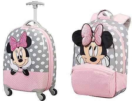 Samsonite Disney Ultimate 2.0 - Spinner S Kindergepäck, 46,5 cm, 20,5 L, Mehrfarbig (Minnie Glitter) & Disney Ultimate 2.0 - Kinderrucksack S+, 35 cm, 11.5 L, Mehrfarbig (Minnie Glitter)