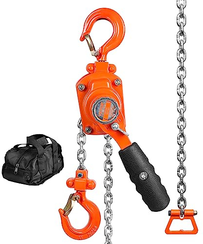 VEVOR Manual Lever Chain Hoist, 1/4 Ton 550 lbs Capacity 10 FT Come Along, G80 Galvanized Carbon Steel with Weston Double-Pawl Brake, Auto Chain Leading & 360° Rotation Hook, for Garage Factory Dock