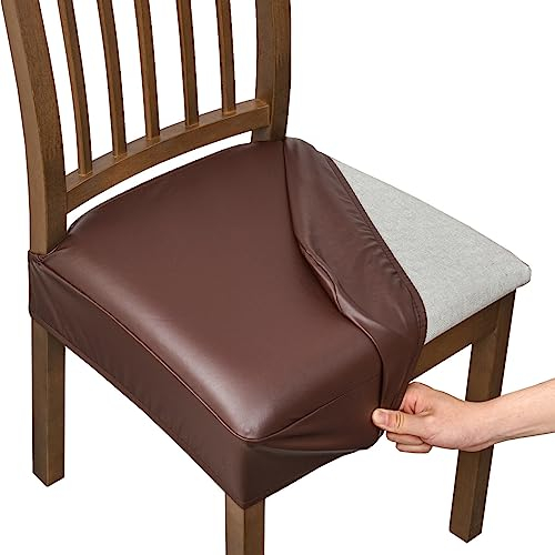 ELYSYSRL Stuhlbezug Sitzfläche Stuhlhussen Wasserdicht Stretch PU Leder Bezug für Stühle Sitzbezüge für Esszimmerstühle Abwaschbar Schonbezug Stuhl Hussen für Stühle (Color : #11, Size : 6 Stück)