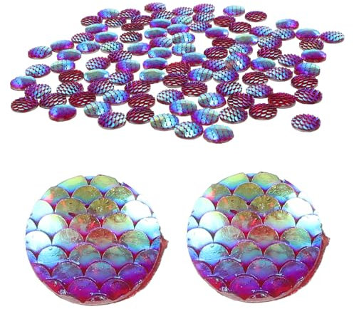 Operitacx 100 Stück Flache Resin Fischschuppen Strasssteine Zum Basteln Glitzernde Flatback Schmucksteine Für Diy Schmuck Handyhüllen Kleidung Dekoration