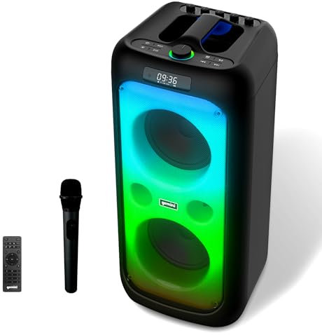 Gemini Sound GGO-2650L Portable Bluetooth Boombox - 200W Dual 6.5 Woofers, LED Party Lighting, TWS Pairing, Wireless Mic, USB, Aux, Rechargeable Battery, 9hr Play Time