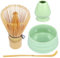 4Pcs Matcha Whisk Set, Matcha Whisk and Matcha Bowl Set, Matcha Starter Making Kit with Whisk and Bowl, Matcha Spoon, Whisk Holder, Japanese Matcha Tea Set for Tea Lovers (Green)