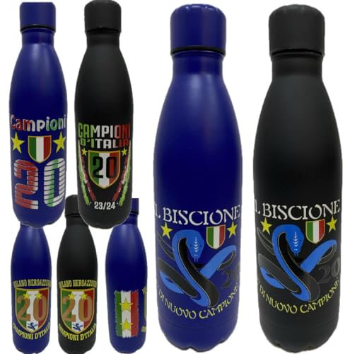 PELUSCIAMO Borraccia Scudetto Internazionale Campione D'Italia 20 Scudetti Borracce in Acciaio Inossidabile Finitura Opaca 790 ml PS 00520